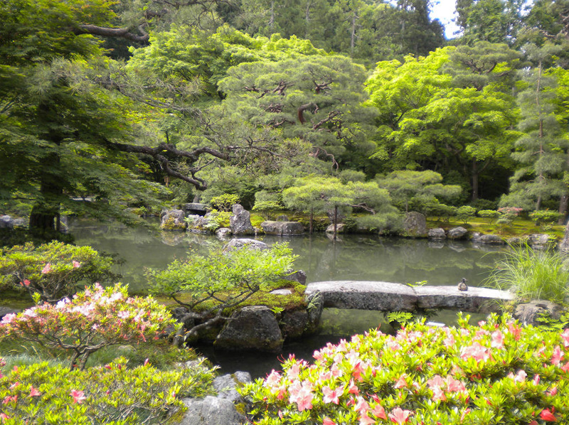 Японский сад. Сад храма Гинкакудзи (Серебряный павильон) в Киото. Ginkaku-ji