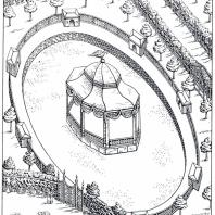 Боскет-птичник Летнего сада на «перспективном» плане Петербурга, составленном Сент Илером в 1764—1773 гг.