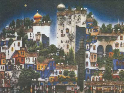 «Дом Хундертвассера в лунном свете», 1995