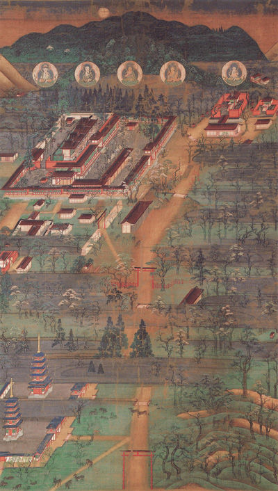 Касуга мандала. Шелк, краски. 13 в. Происхождение и сложение формы японского сада