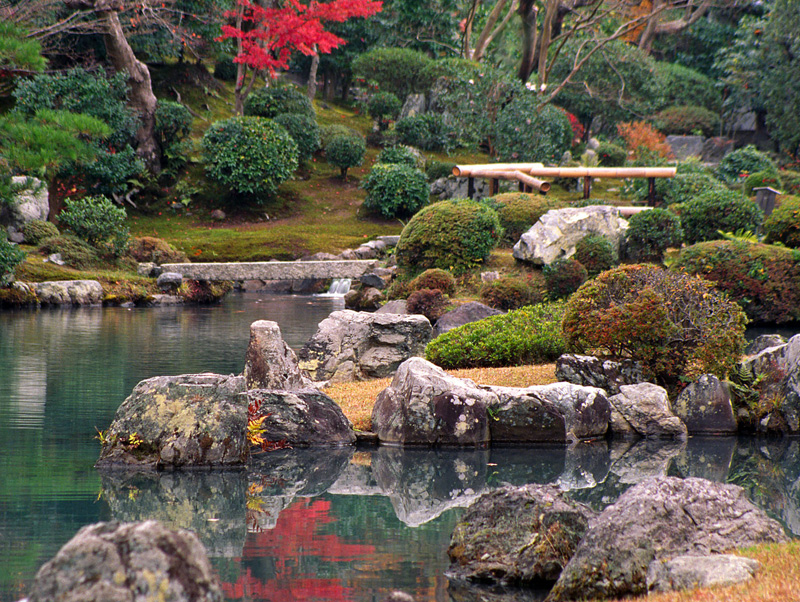 Японский сад. Сад храма Тэнрюдзи в Киото. Tenryu-ji