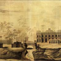 Царицыно. Панорама. Проектный чертеж В.И. Баженова (1776 г.)