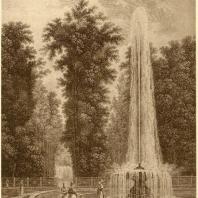 Вид Итальянского фонтана в Нижнем саду Петергофа. Рисунок С. Щедрина. Гравюра С. Галактионова 