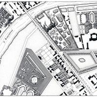 Часть плана Петербурга елизаветинского времени, на котором видна планировка усадеб у р. Фонтанки