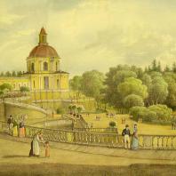 Вид с террас Большого дворца на Нижний сад в Ораниенбауме