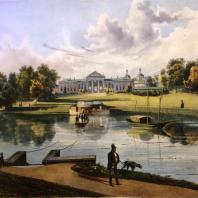 Кузьминки. Вид дома со стороны пруда. Из альбома «Виды села Влахернского» (1841 г.)