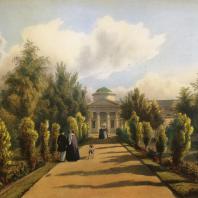 Кузьминки. Вид оранжереи с северной стороны. Из альбома «Виды села Влахернского» (1841 г.)