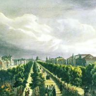 Тверской бульвар в Москве. Литография А. Каделя (1825 г.)